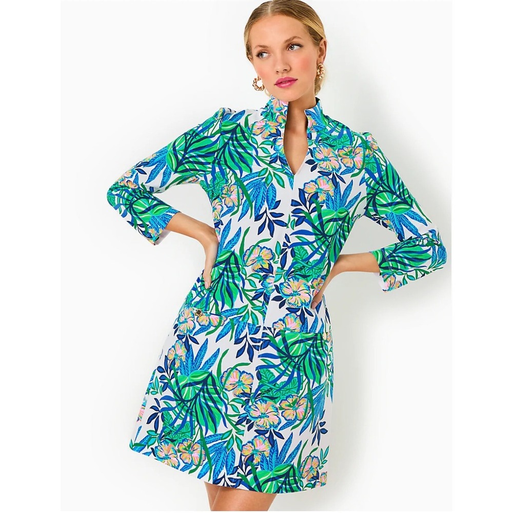 Lilly Pulitzer Rosie Dress XL Golden Hour Glam Floral Print Shirt Dress NWT